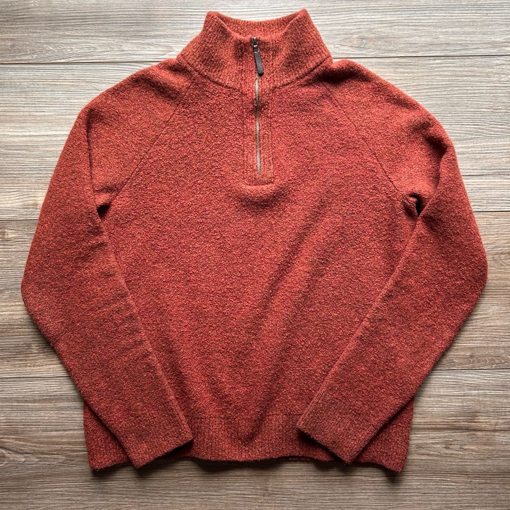 SOLD Banana Republic | Quarter-Zip Wool Blend Sweater in Burnt Orange (XS/Small)